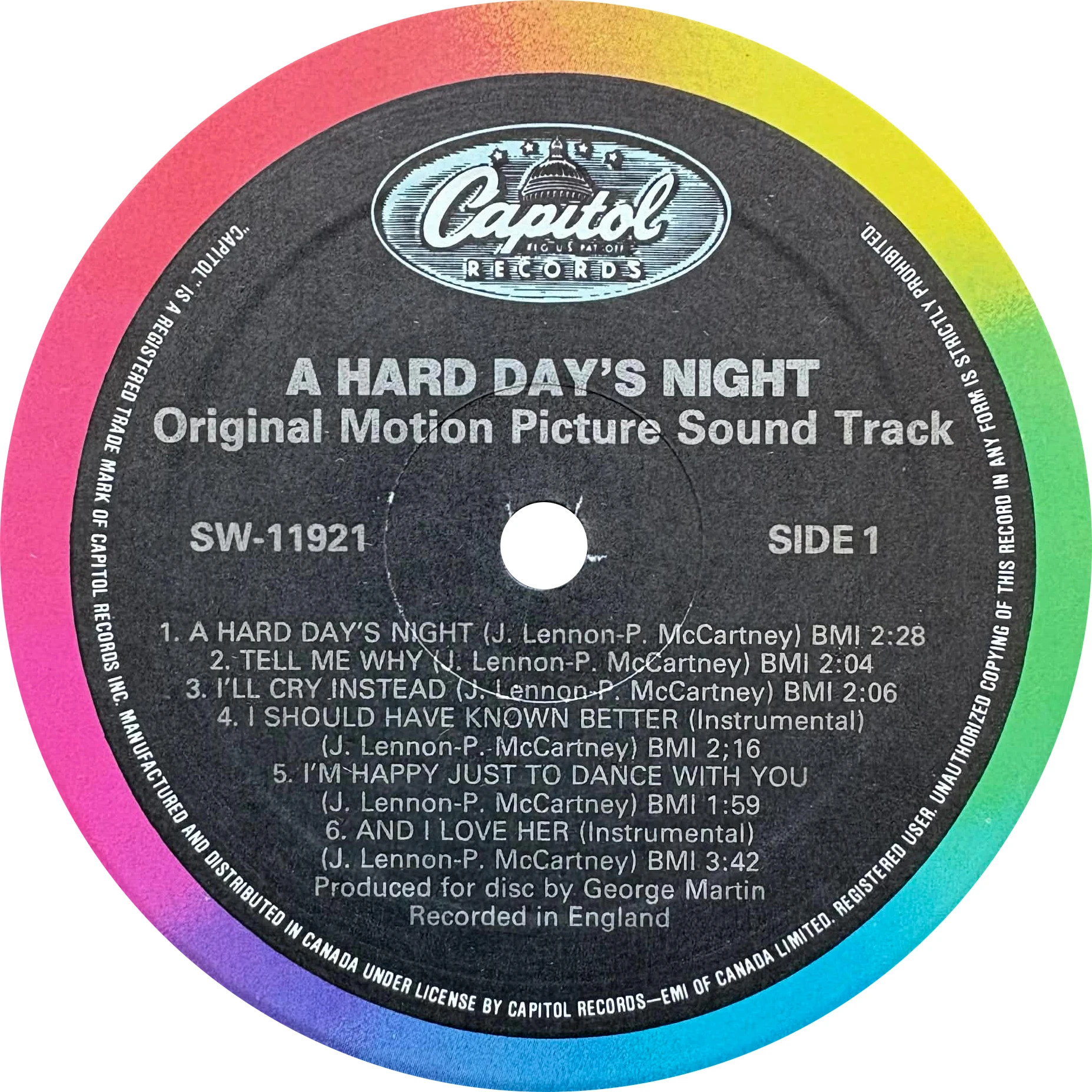 A Hard Day's Night (format américain), LP.11921.14.1