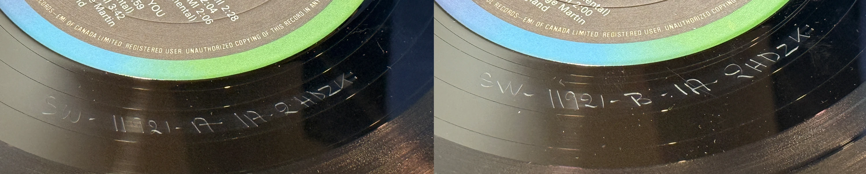A Hard Day's Night (US Format), LP.11921.13.1, matrix stamp detail