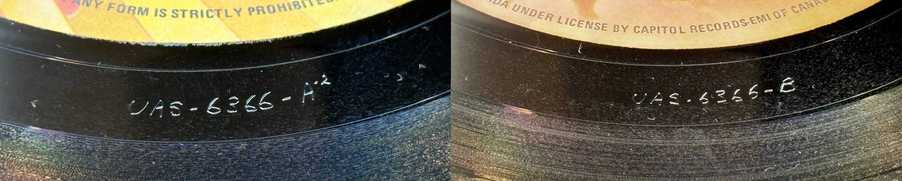 A Hard Day's Night (US Format), LP.6366.UA6.1, matrix stamp detail