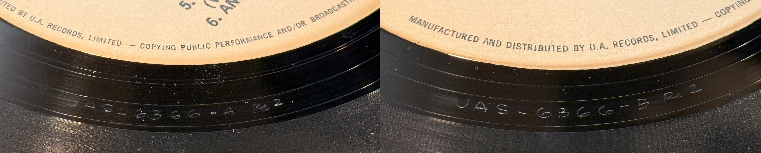 A Hard Day's Night (US Format), LP.6366.UA4.1, matrix stamp detail