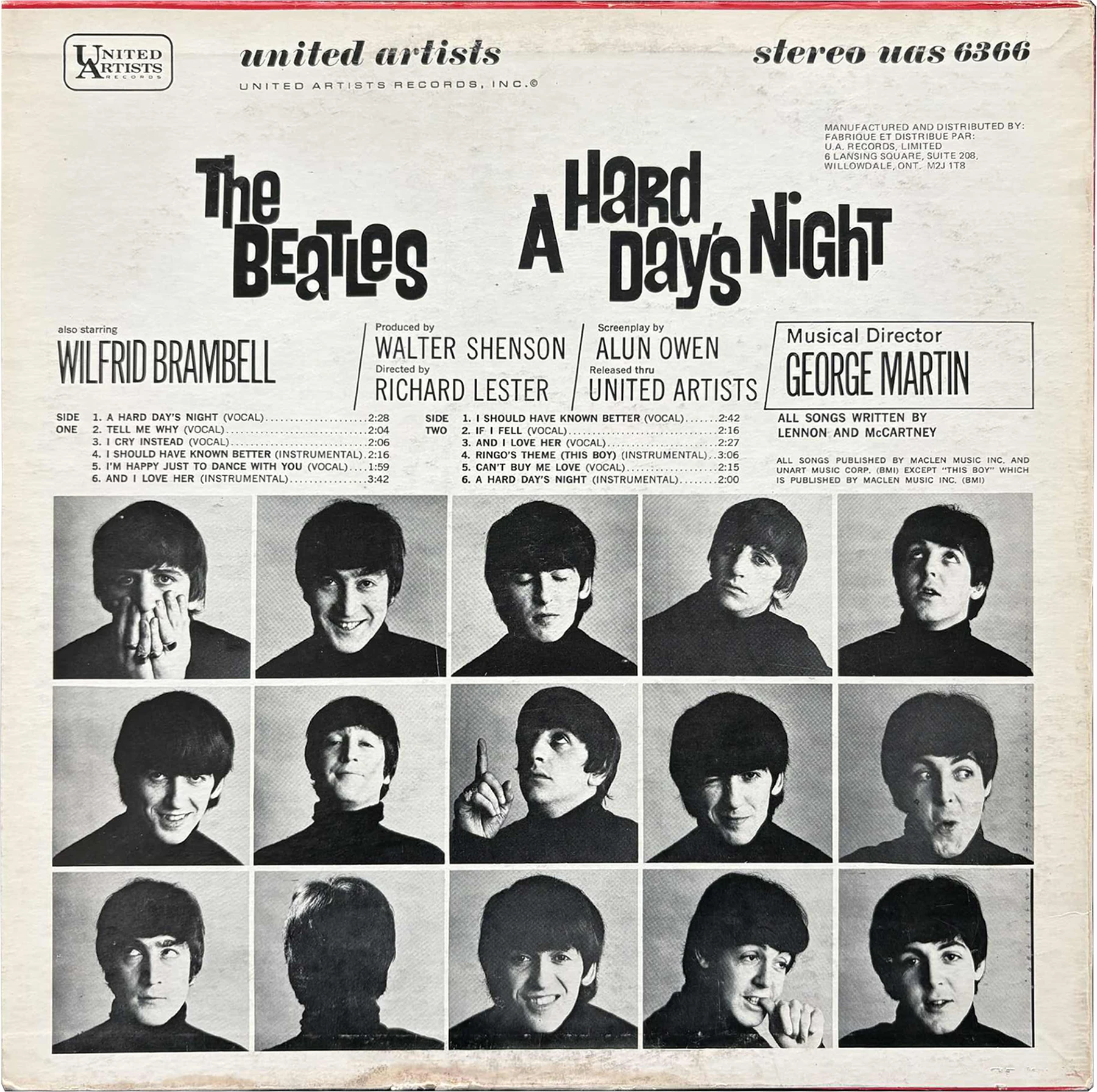 A Hard Day's Night (US Format), LP.6366.UA5.2, cover photo