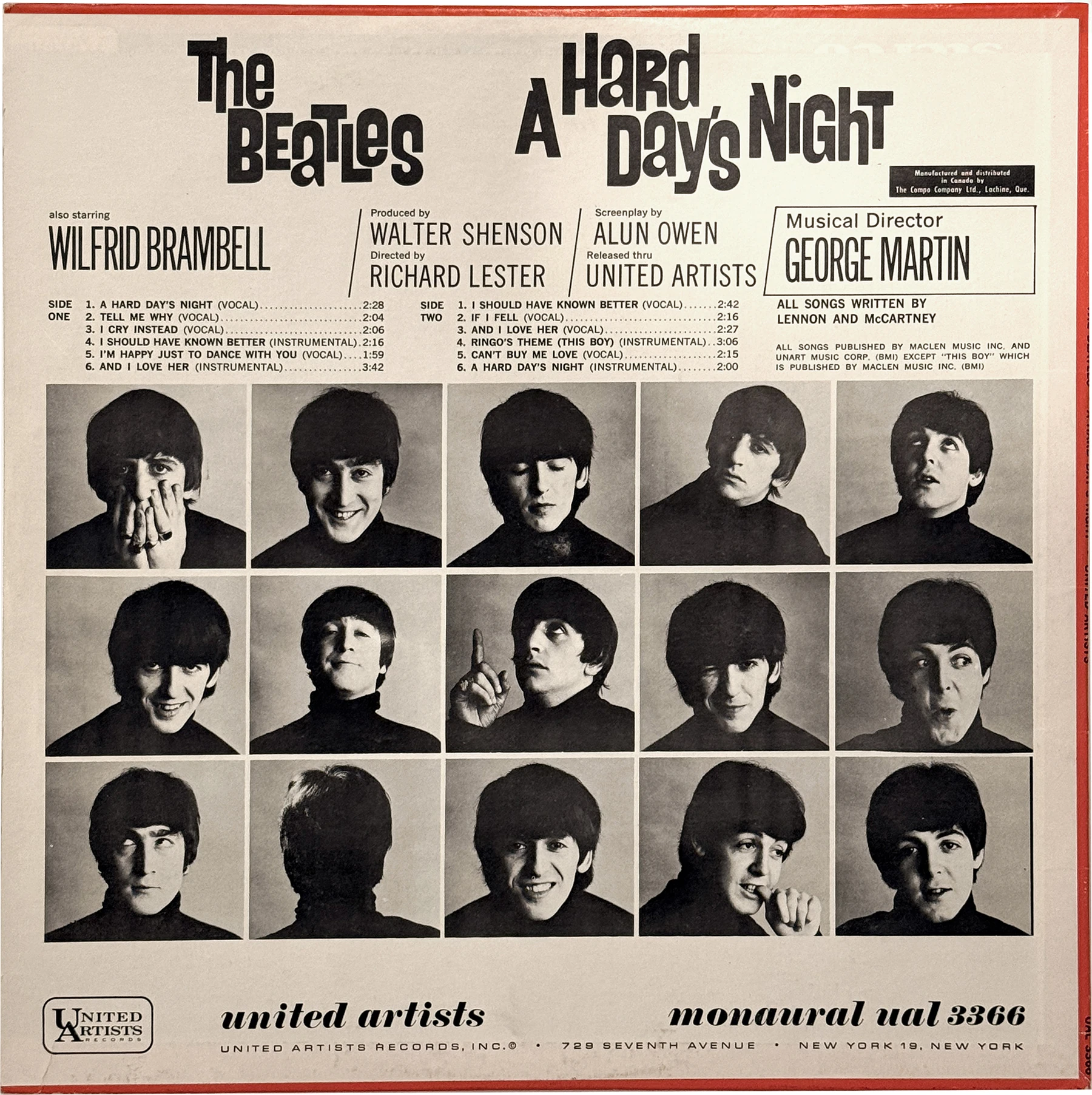 A Hard Day's Night (US Format), LP.3366.UA1.4, cover photo