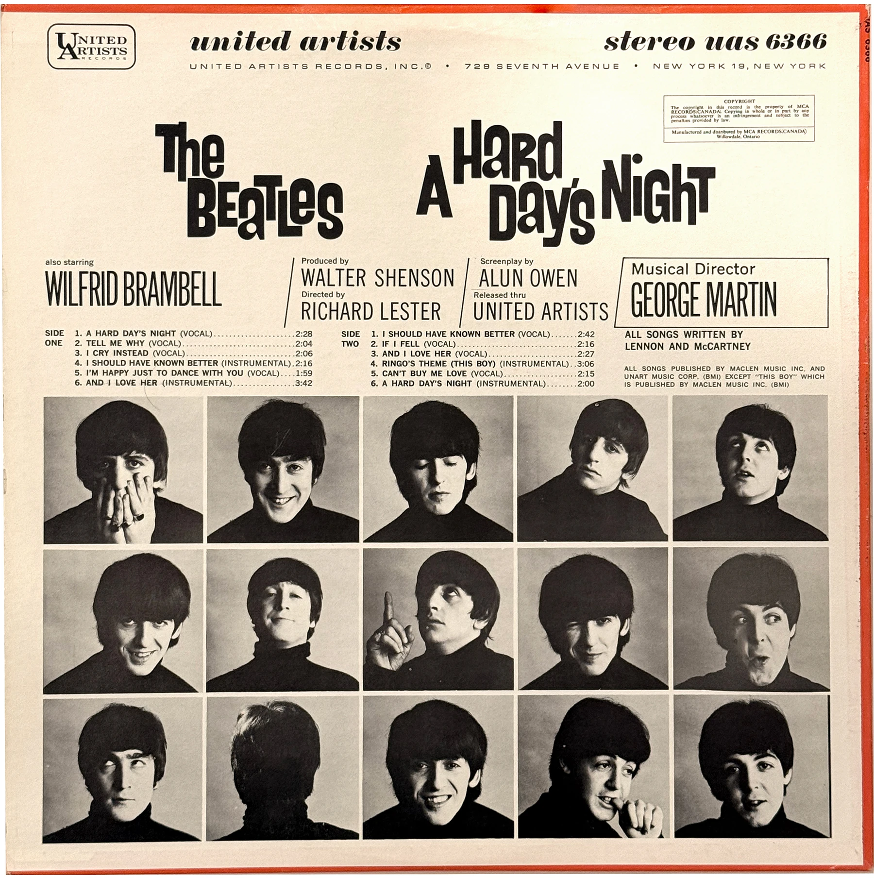 A Hard Day's Night (US Format), LP.6366.UA2.1, cover photo
