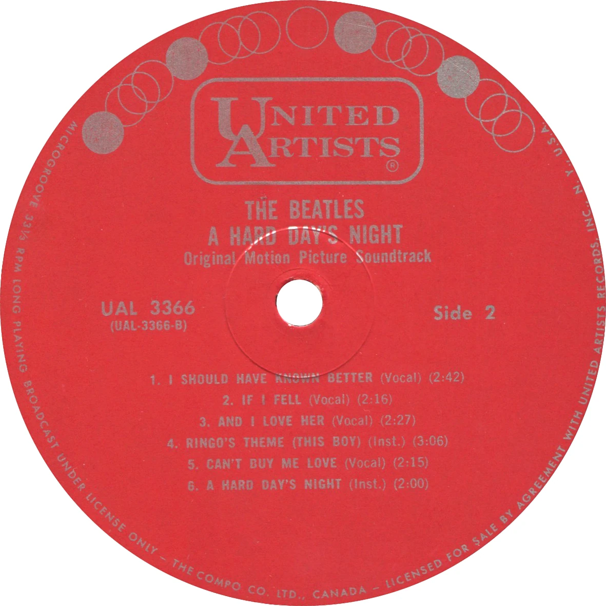 A Hard Day's Night (US Format), LP.3366.UA1.4