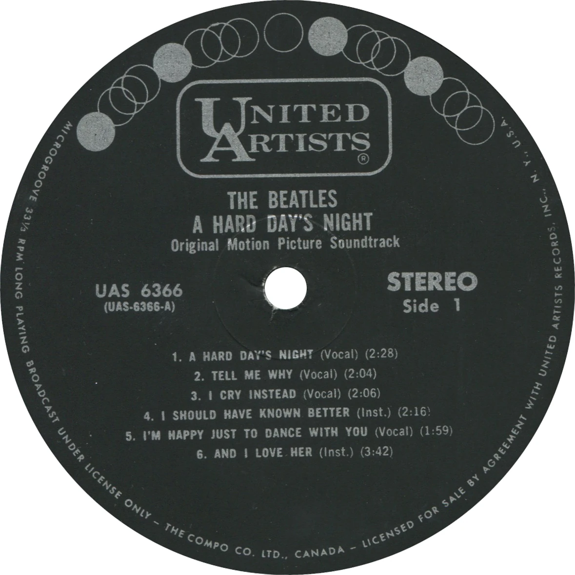 A Hard Day's Night (US Format), LP.6366.UA1.5