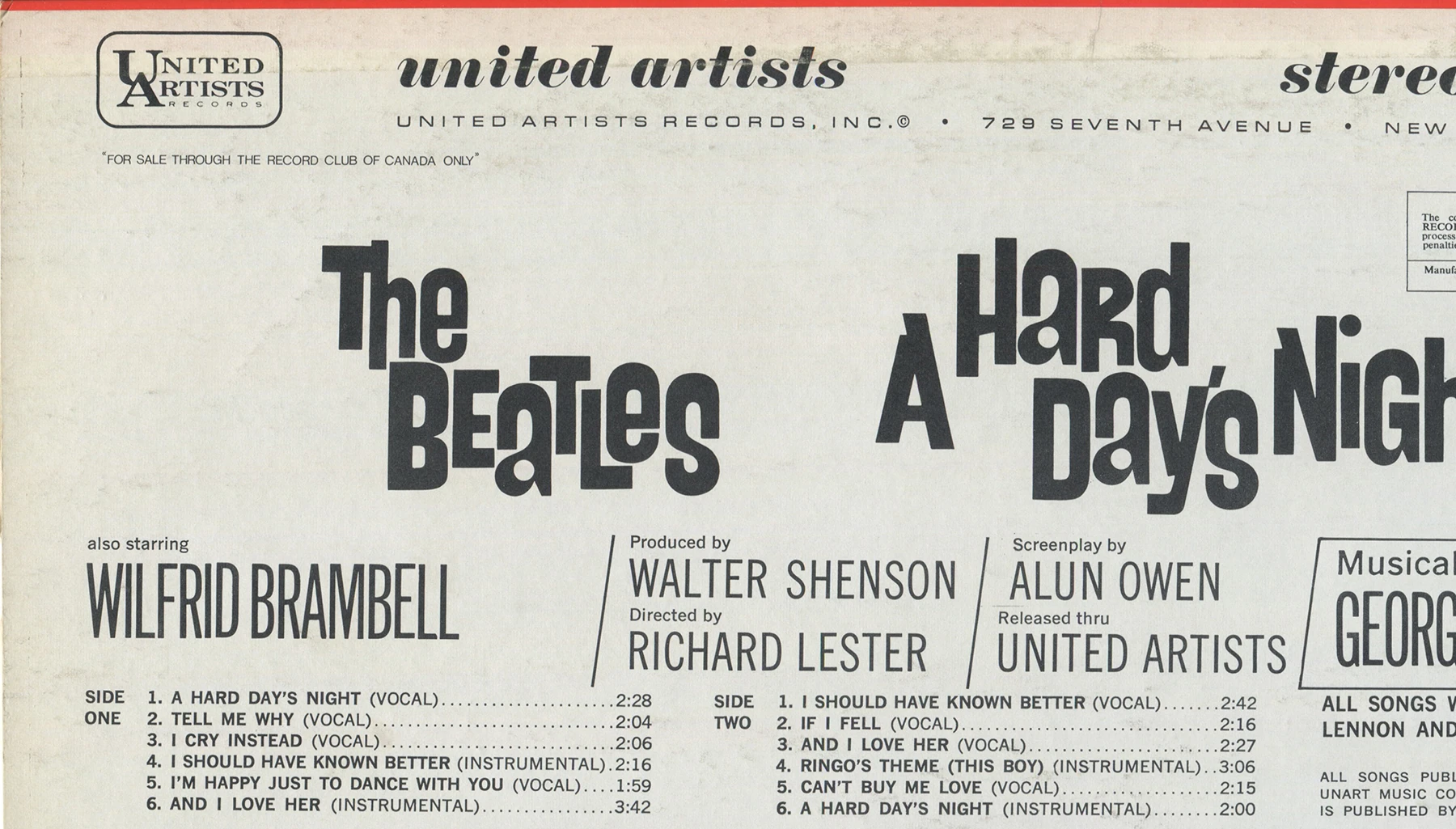 A Hard Day's Night (US Format), LP.6366.UA2.2