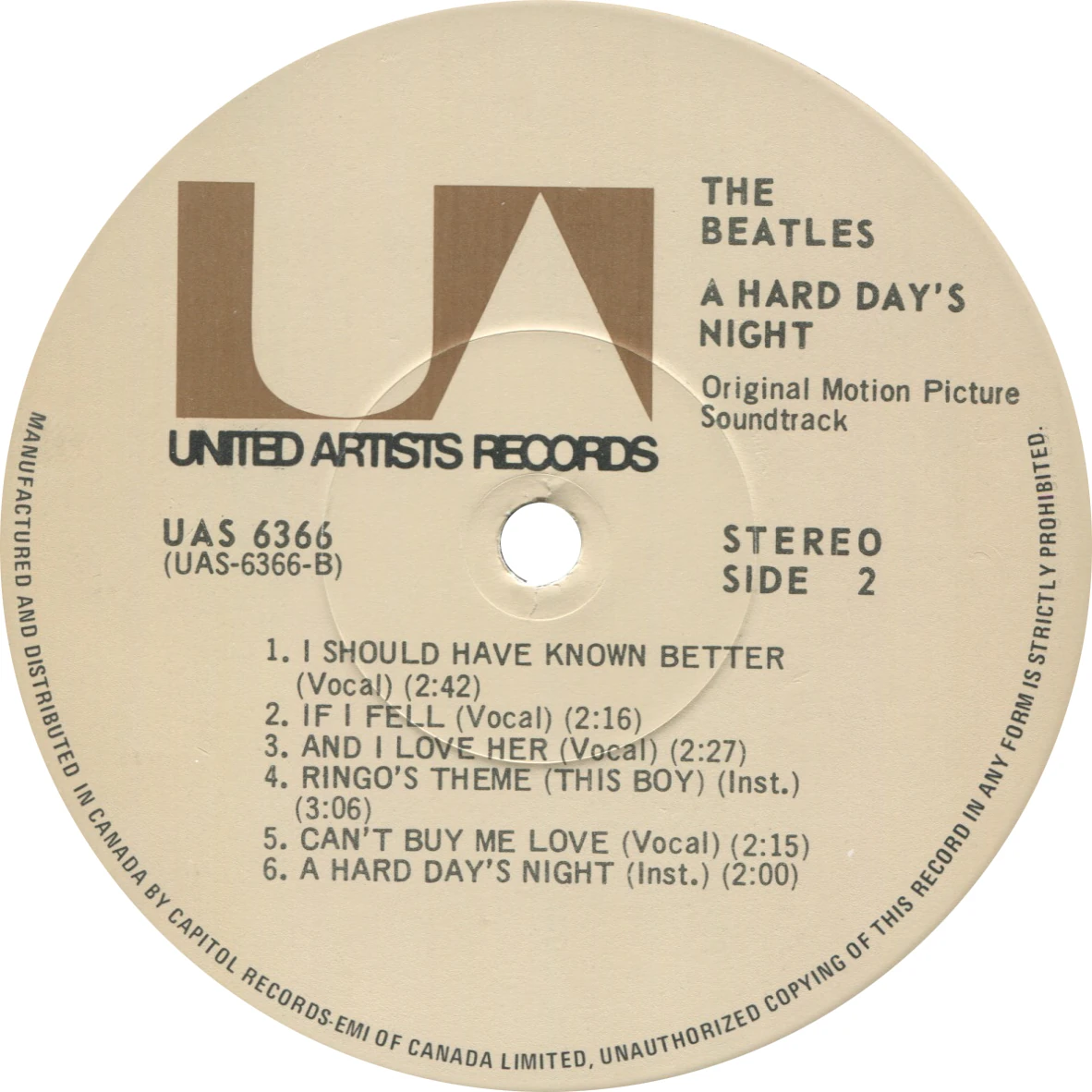 A Hard Day's Night (US Format), LP.6366.UA5.2