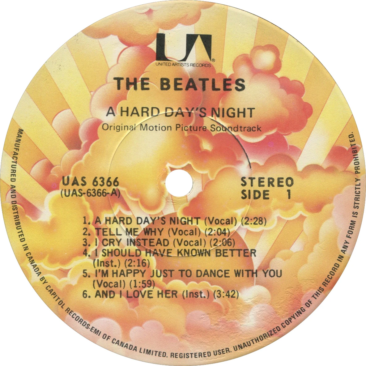 A Hard Day's Night (US Format), LP.6366.UA6.1