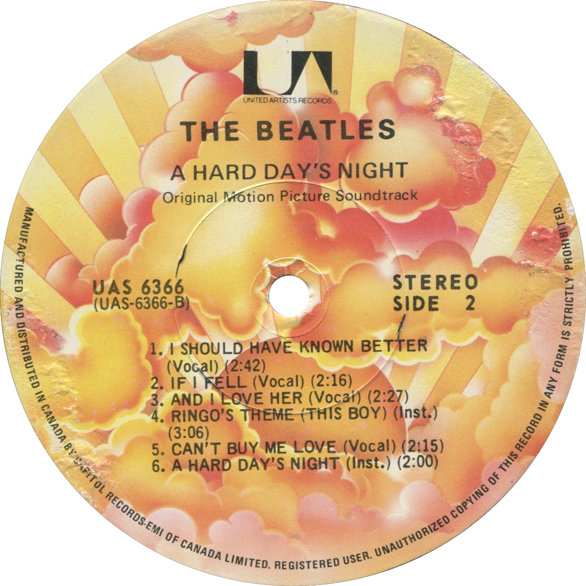 A Hard Day's Night (US Format), LP.6366.UA6.1