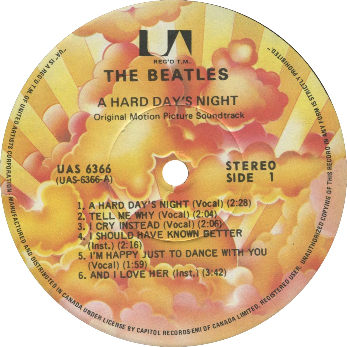 A Hard Day's Night (US Format), LP.6366.UA7.1