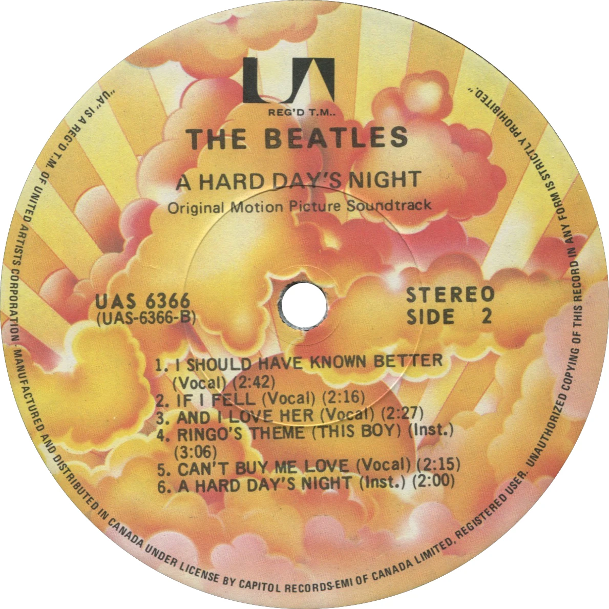 A Hard Day's Night (US Format), LP.6366.UA7.1