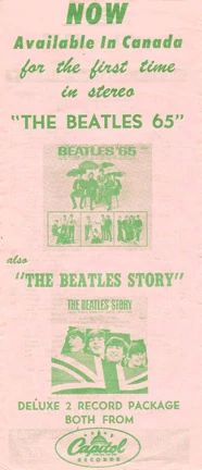 The Beatles' Story, LP.2222.1.1, Capitol of Canada advert, CKLG chart, December 1964