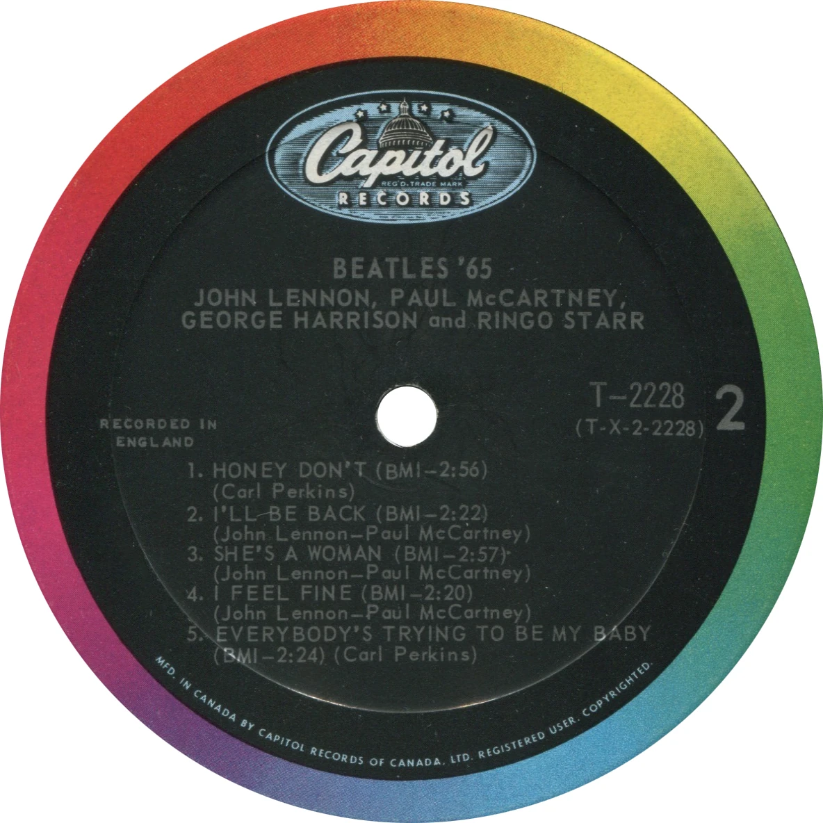 Beatles'65, LP.2228.1.4, side 2 label