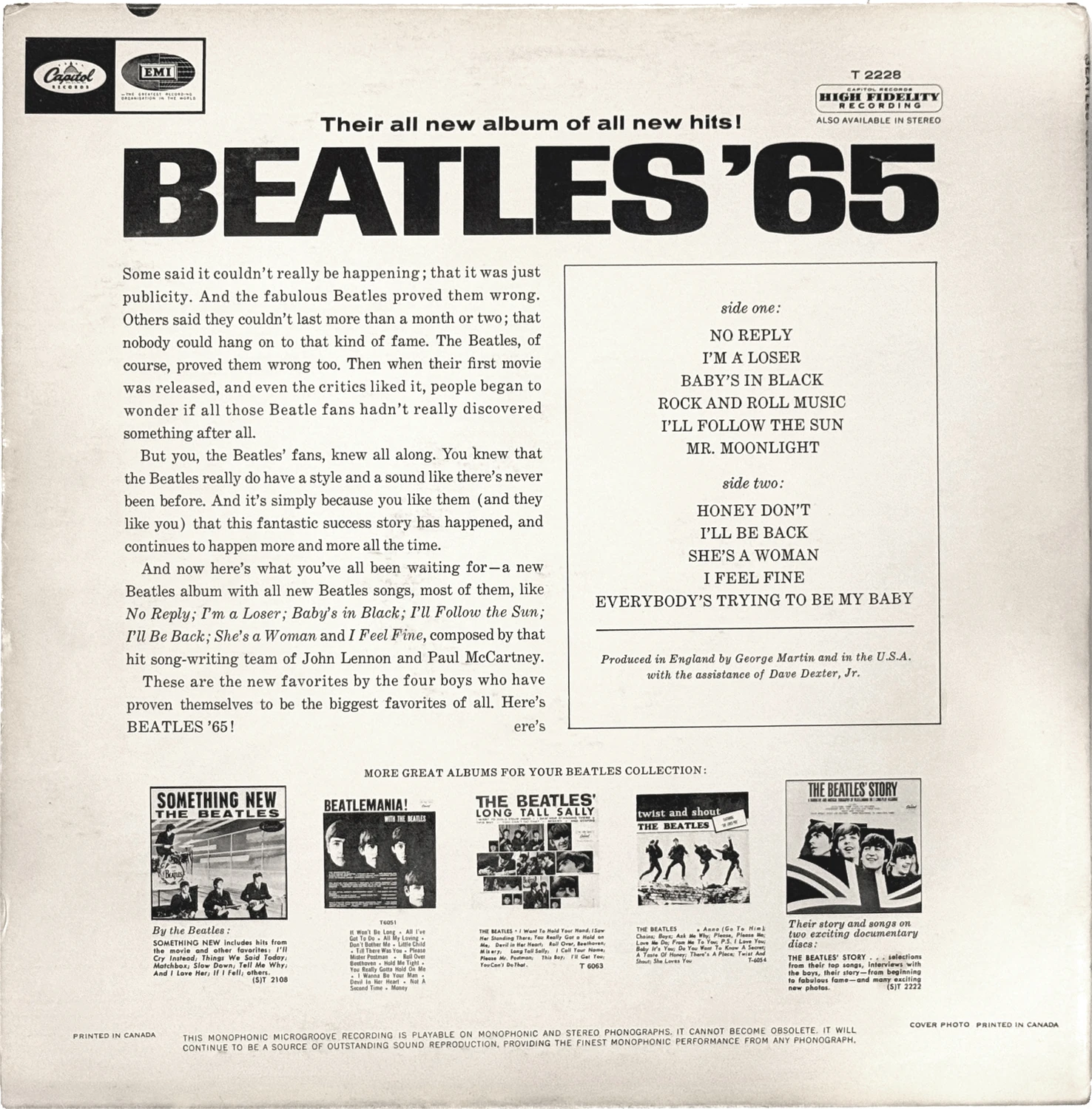 Beatles'65, LP.2228.1.4, back cover