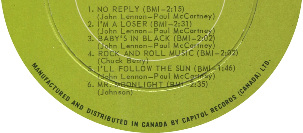 Beatles'65, LP.2228.4.1, perimeter print detail, deep groove ring