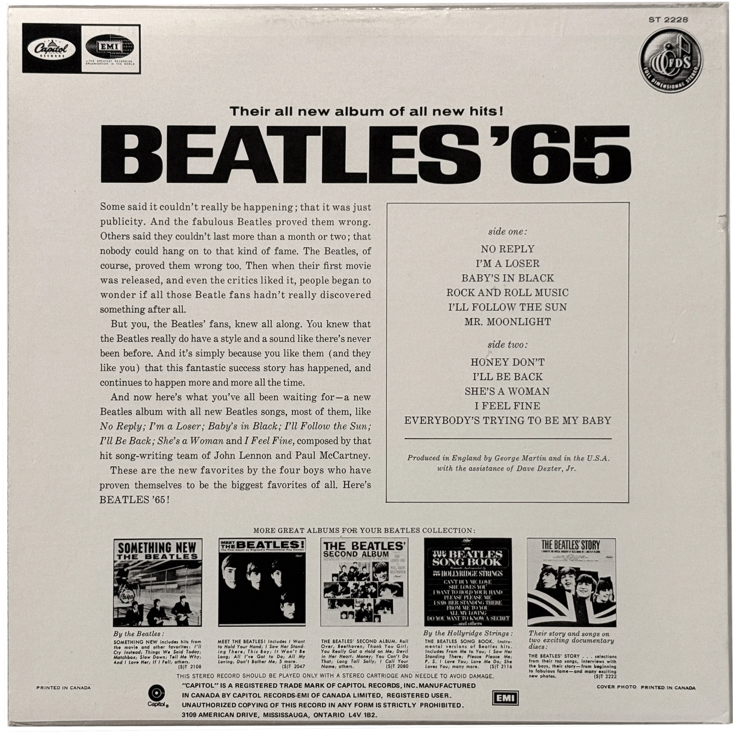 Beatles'65, LP.2228.7.2, back cover