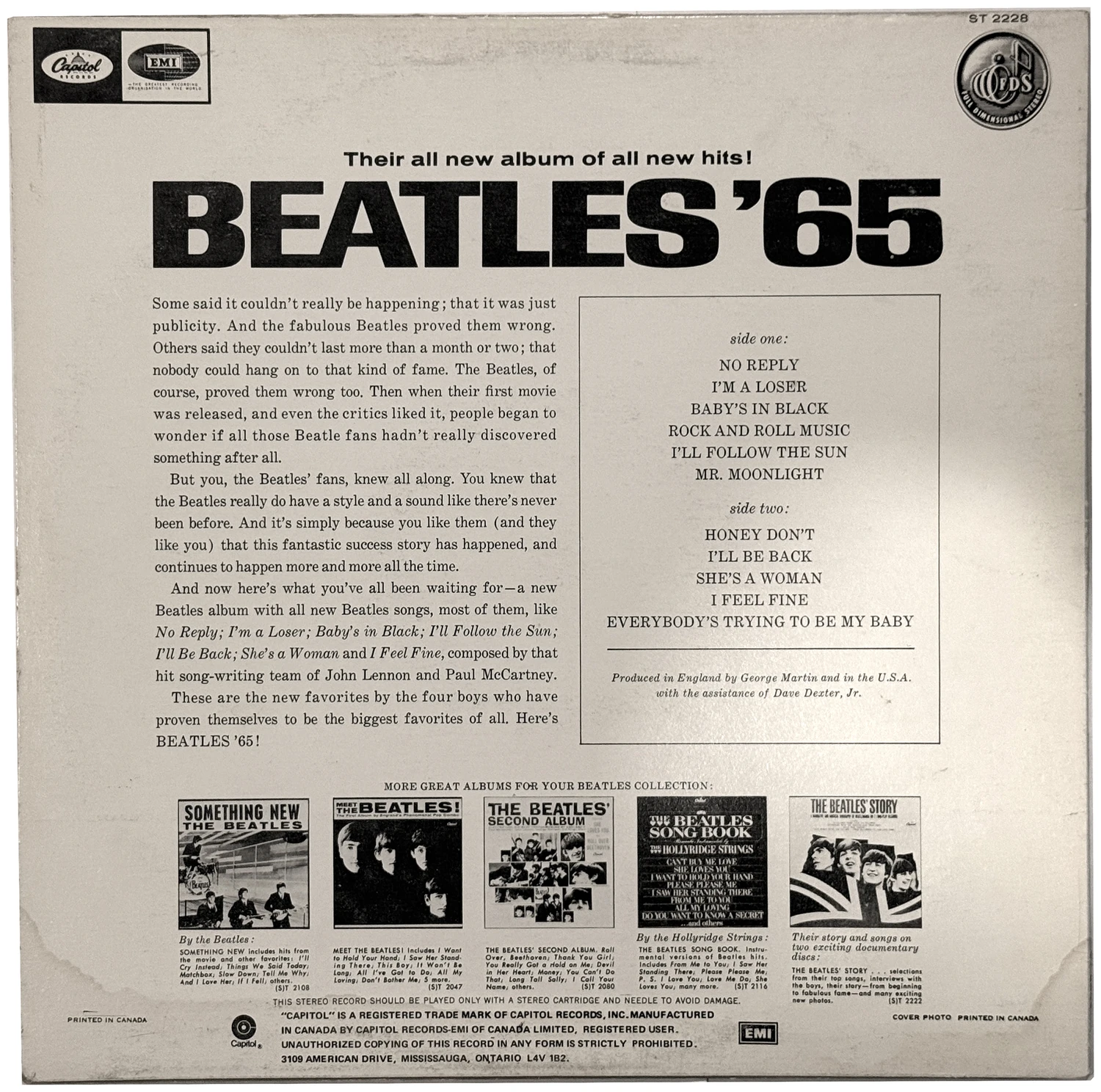 Beatles'65, LP.2228.9.1, back cover