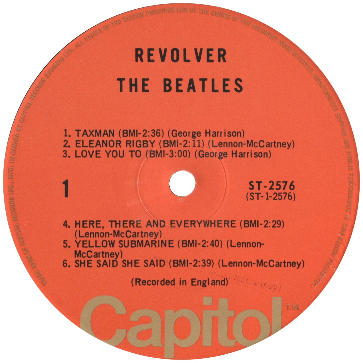 Beatles music formats released in Canada - Canadian Pressing Plants