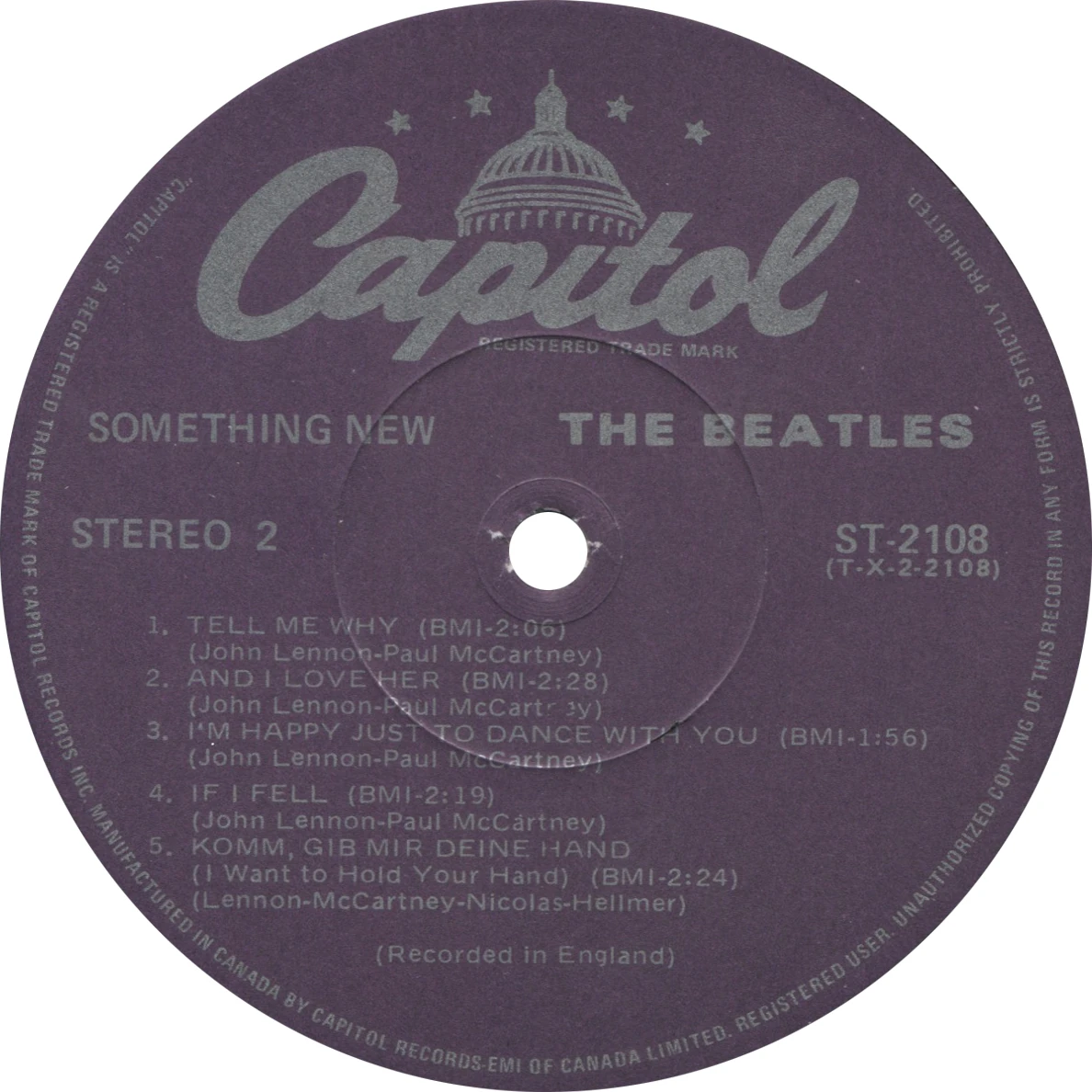 Something New, LP.2108.10.1, side 2 label