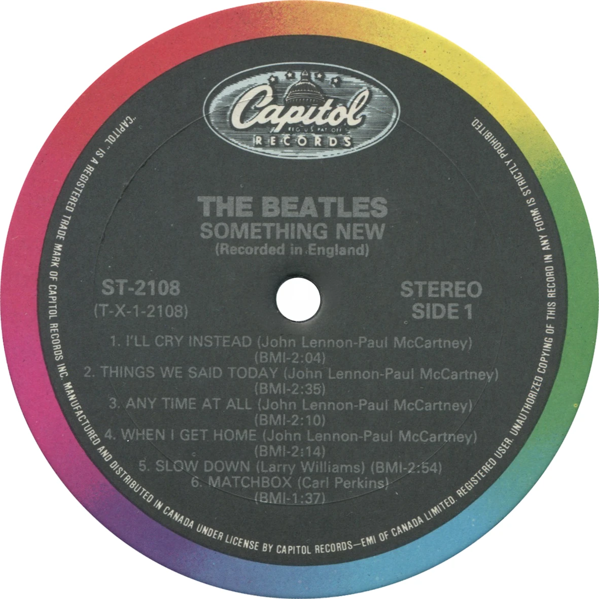 Something New, LP.2108.13.1, side 1 label