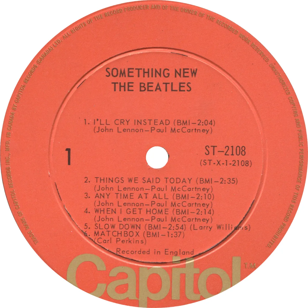 Something New, LP.2108.6.3, side 1 label