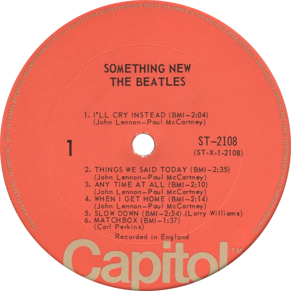 Something New, LP.2108.6.5, side 1 label
