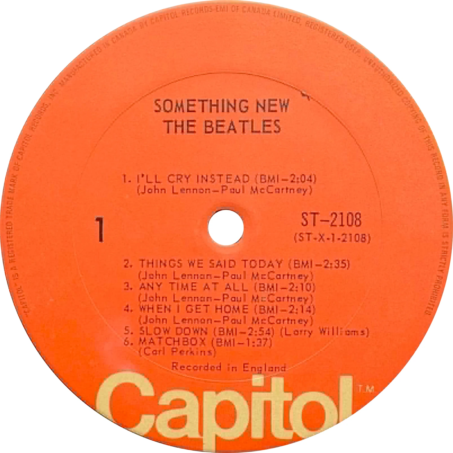 Something New, LP.2108.7.1, side 1 label