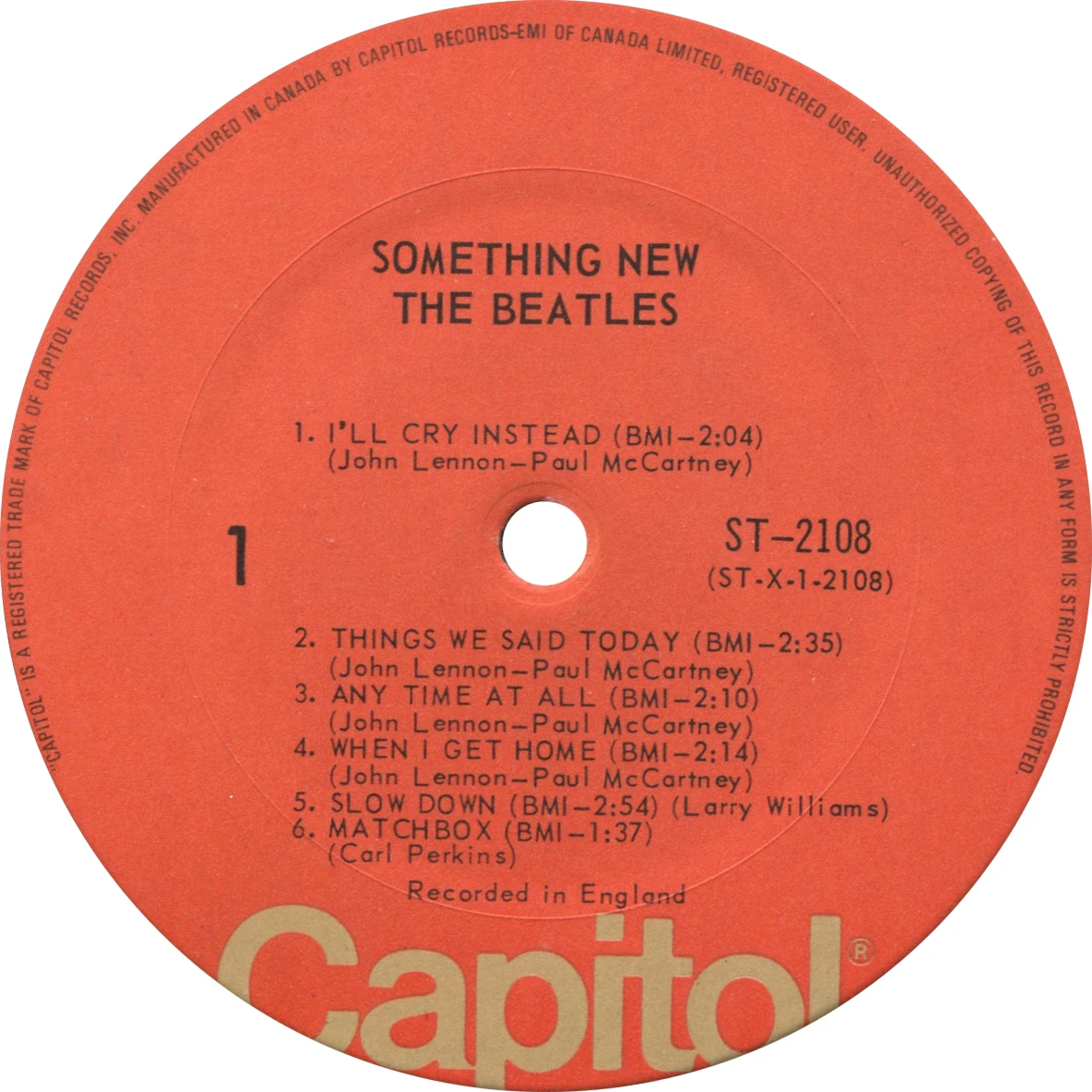 Something New, LP.2108.7.3, side 1 label