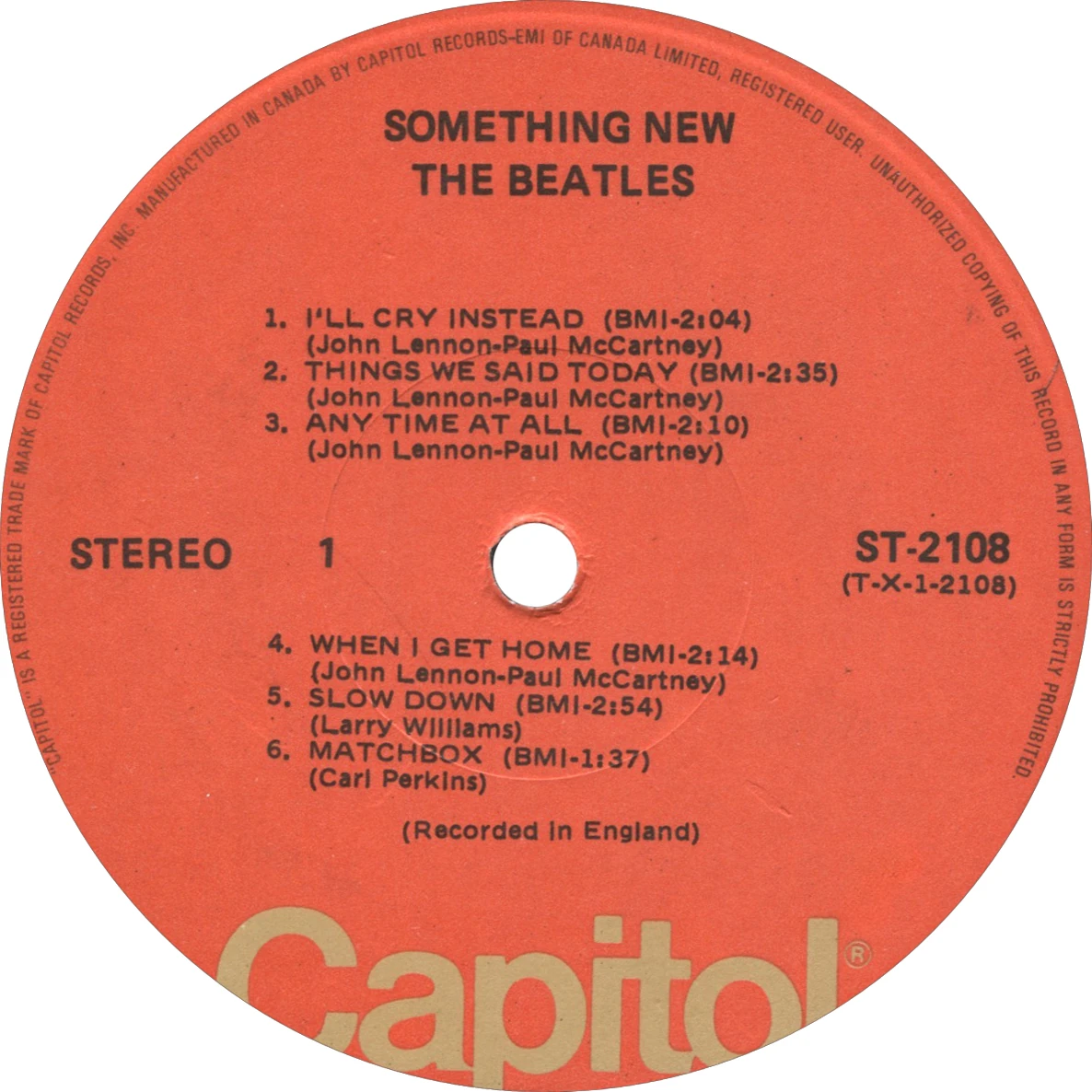 Something New, LP.2108.8.1, side 1 label