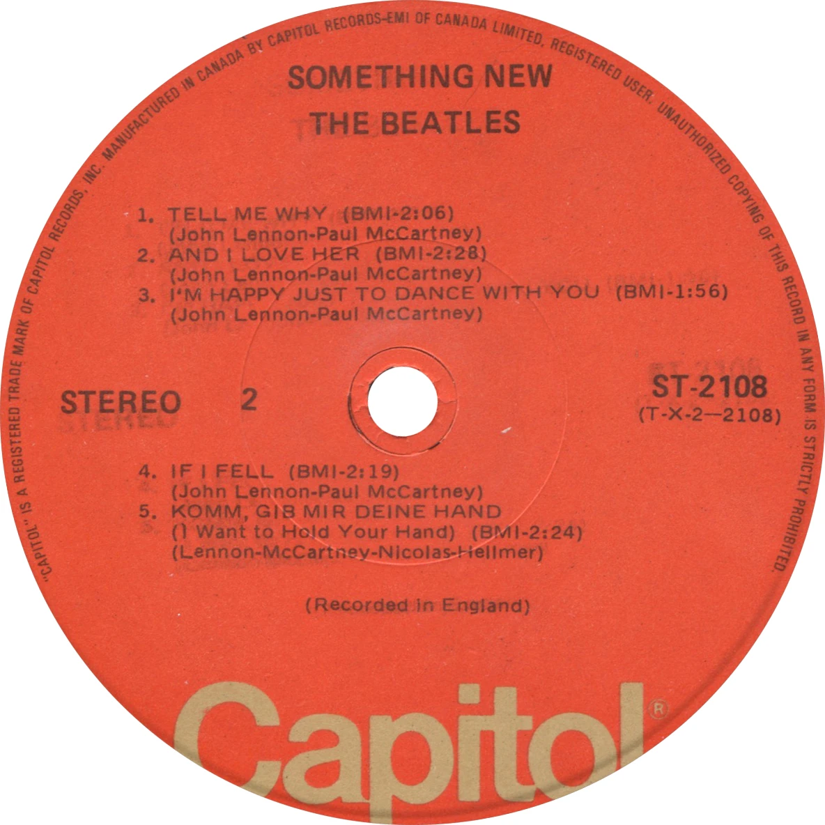 Something New, LP.2108.8.1, side 2 label