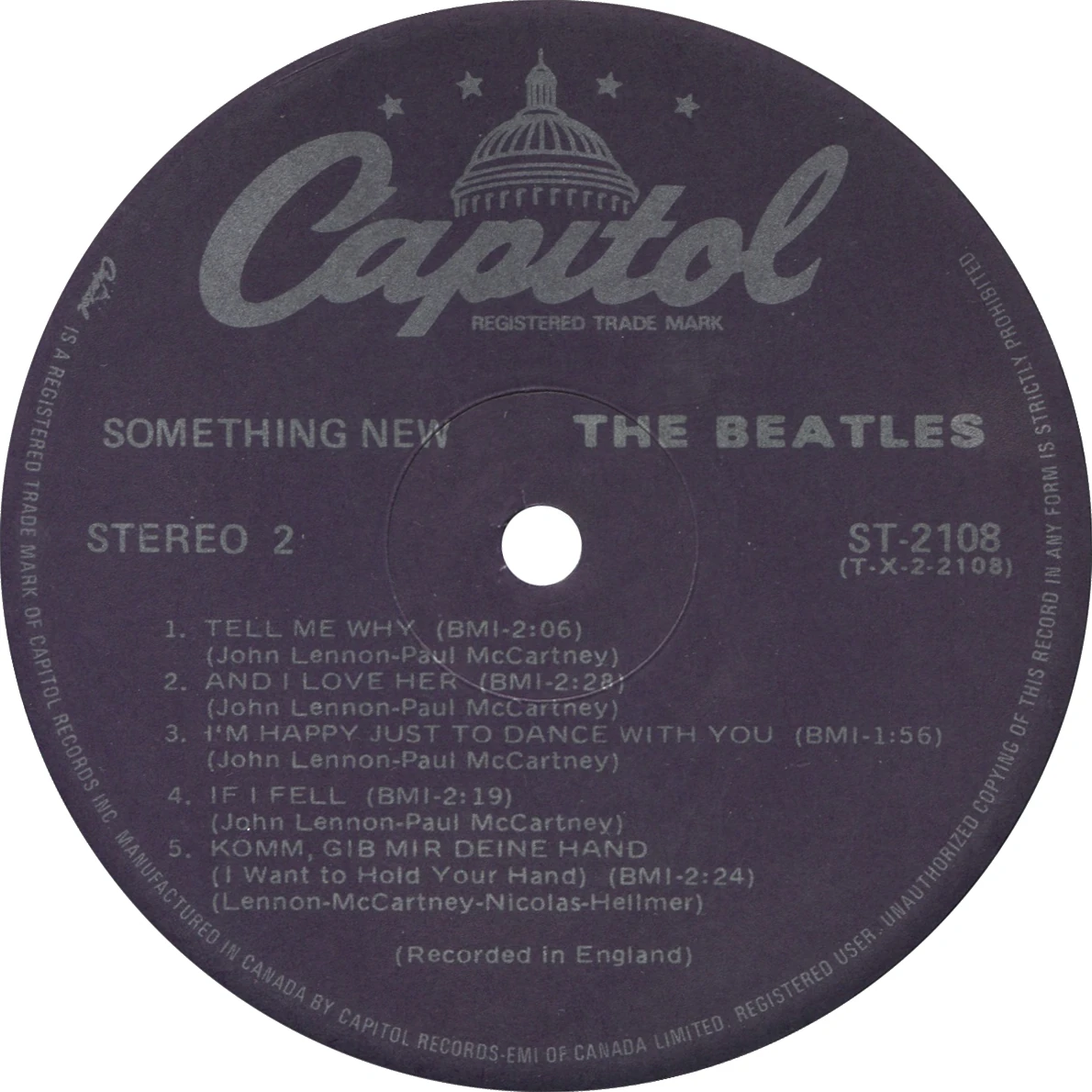Something New, LP.2108.9.1, side 2 label