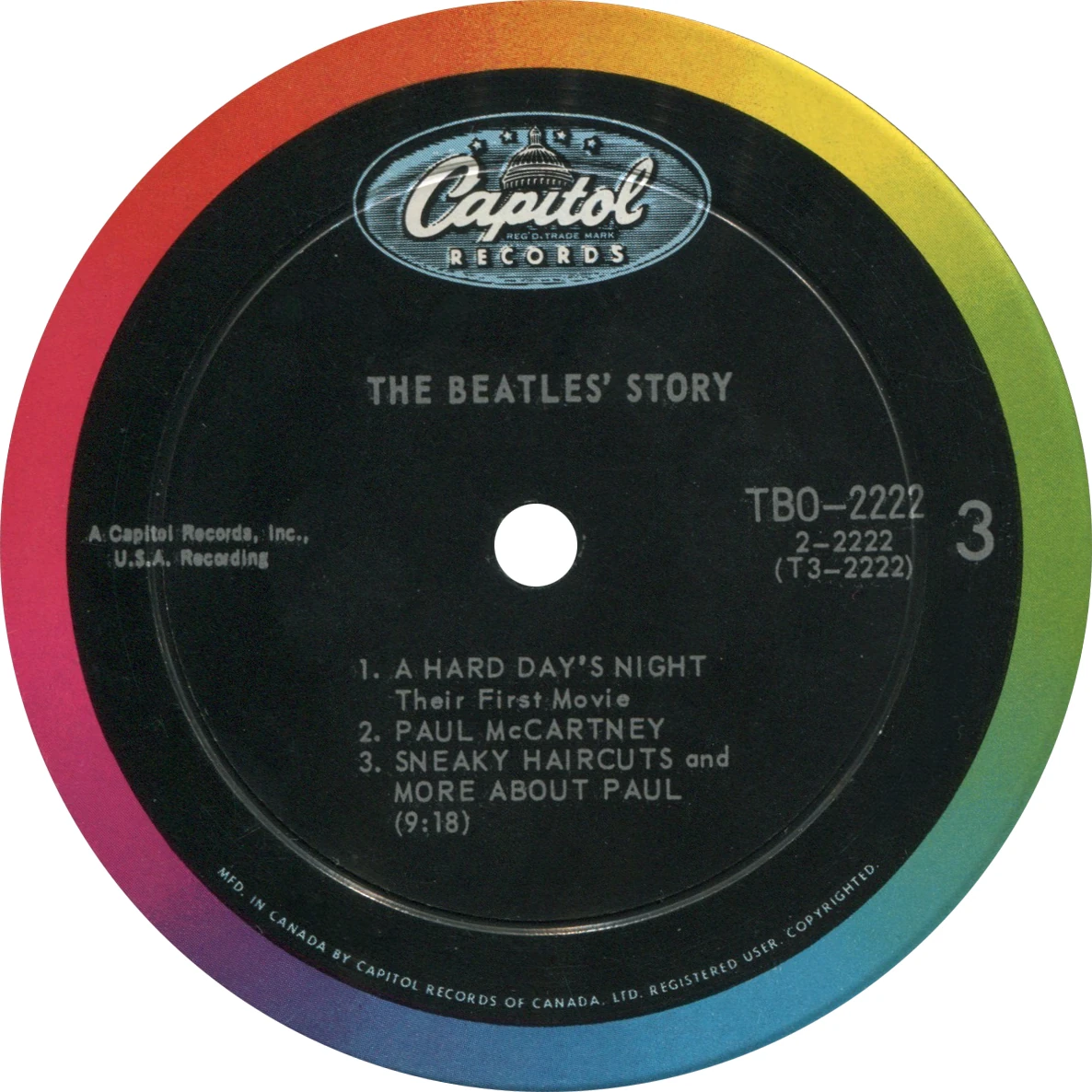 The Beatles' Story, LP.2222.1.1, disc 2, side 3 label