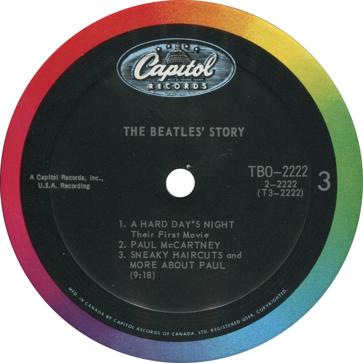 The Beatles' Story, LP.2222.1.2, étiquette du disque 2, face 3