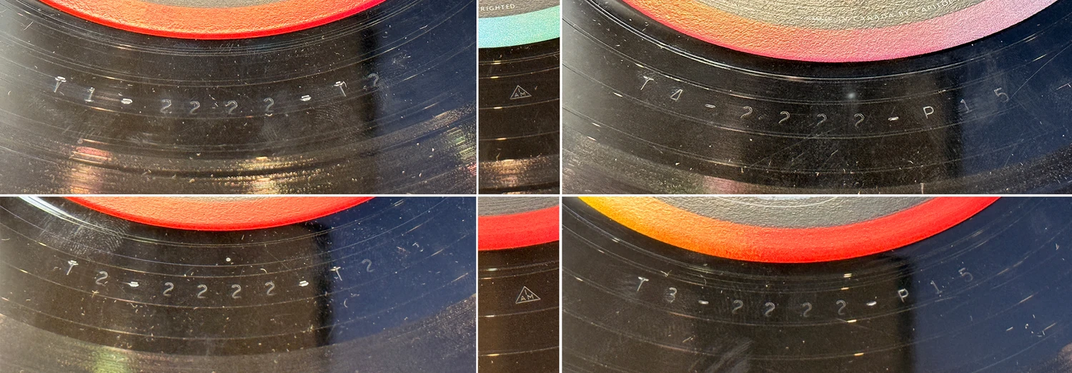 The Beatles' Story, LP.2222.1.2, détail du numéro de matrice