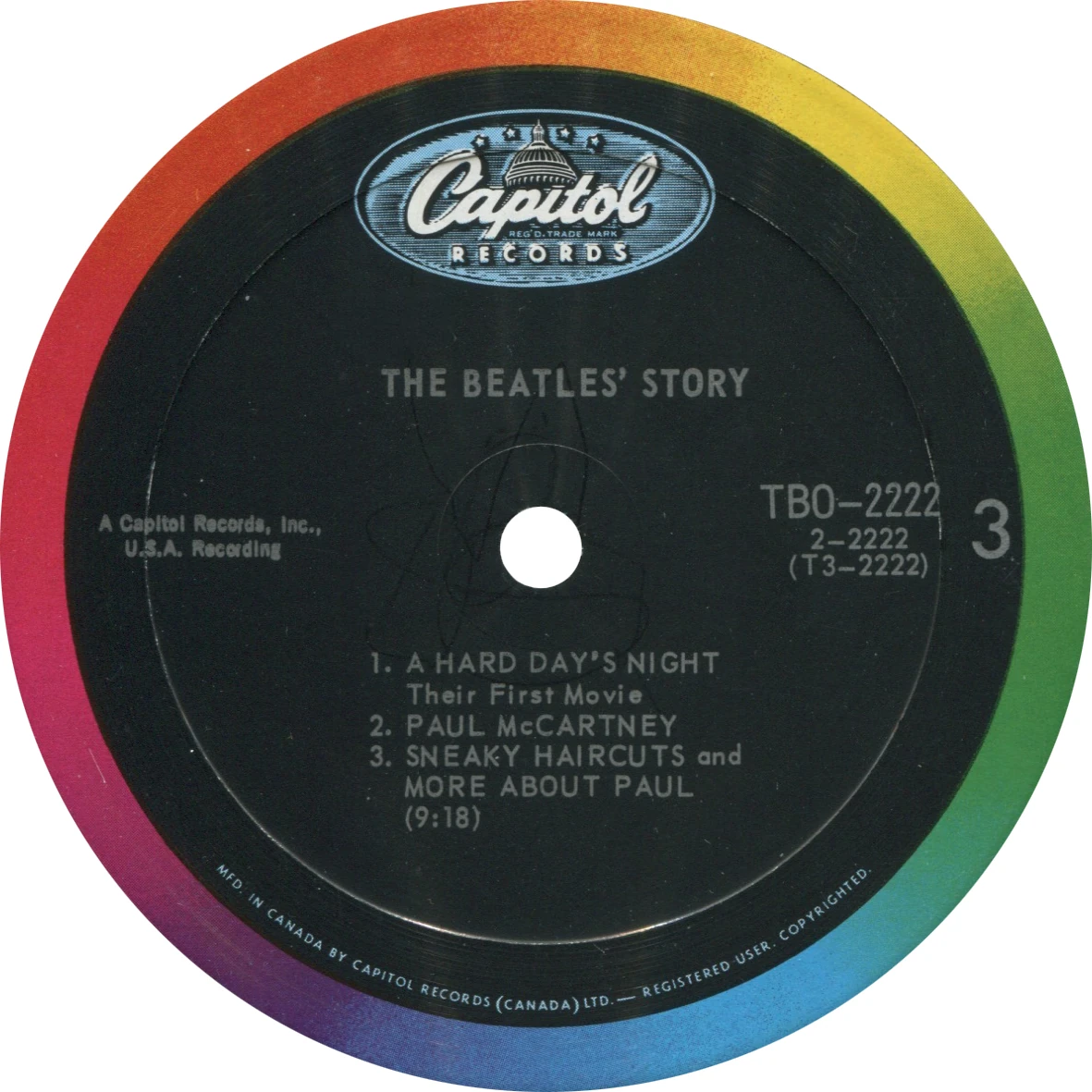 The Beatles' Story, LP.2222.2.1, disc 2, side 3 label