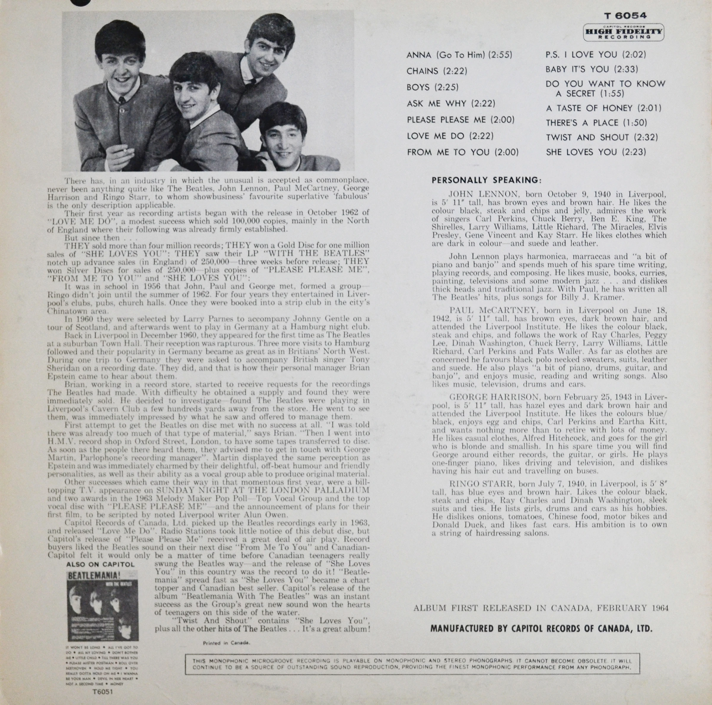 Twist And Shout, LP.6054.1.1, back cover photo