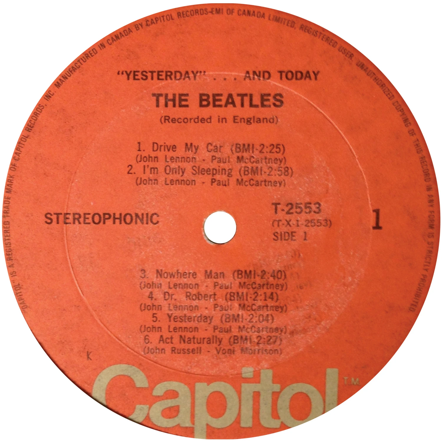 Beatles music formats released in Canada - Canadian Pressing Plants