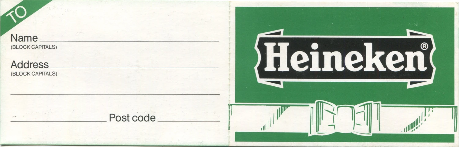 Only The Beatles... Heineken cassette (1986), gift-tag address side