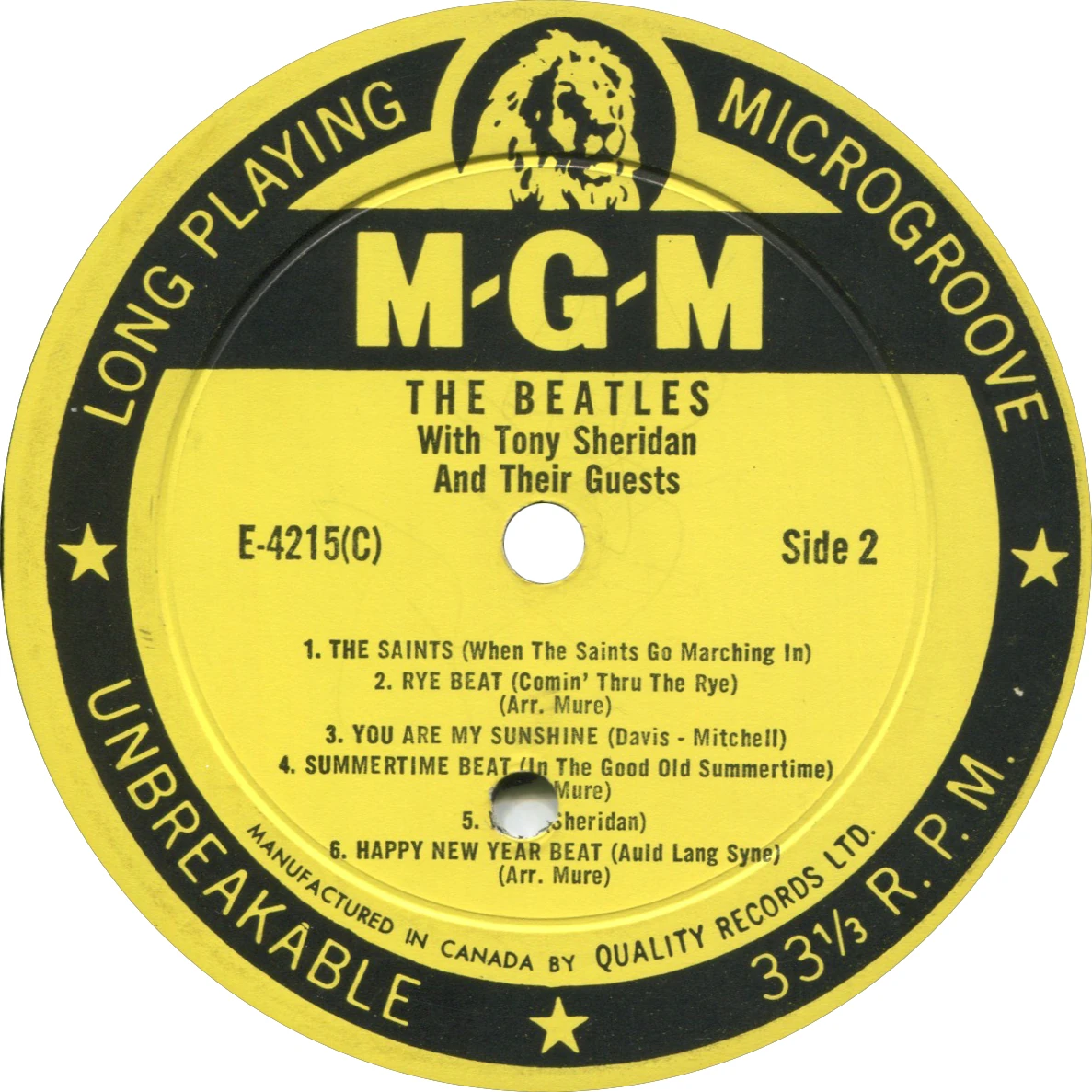 The Beatles With Tony Sheridan And Guests, LP.4215.MGM.1