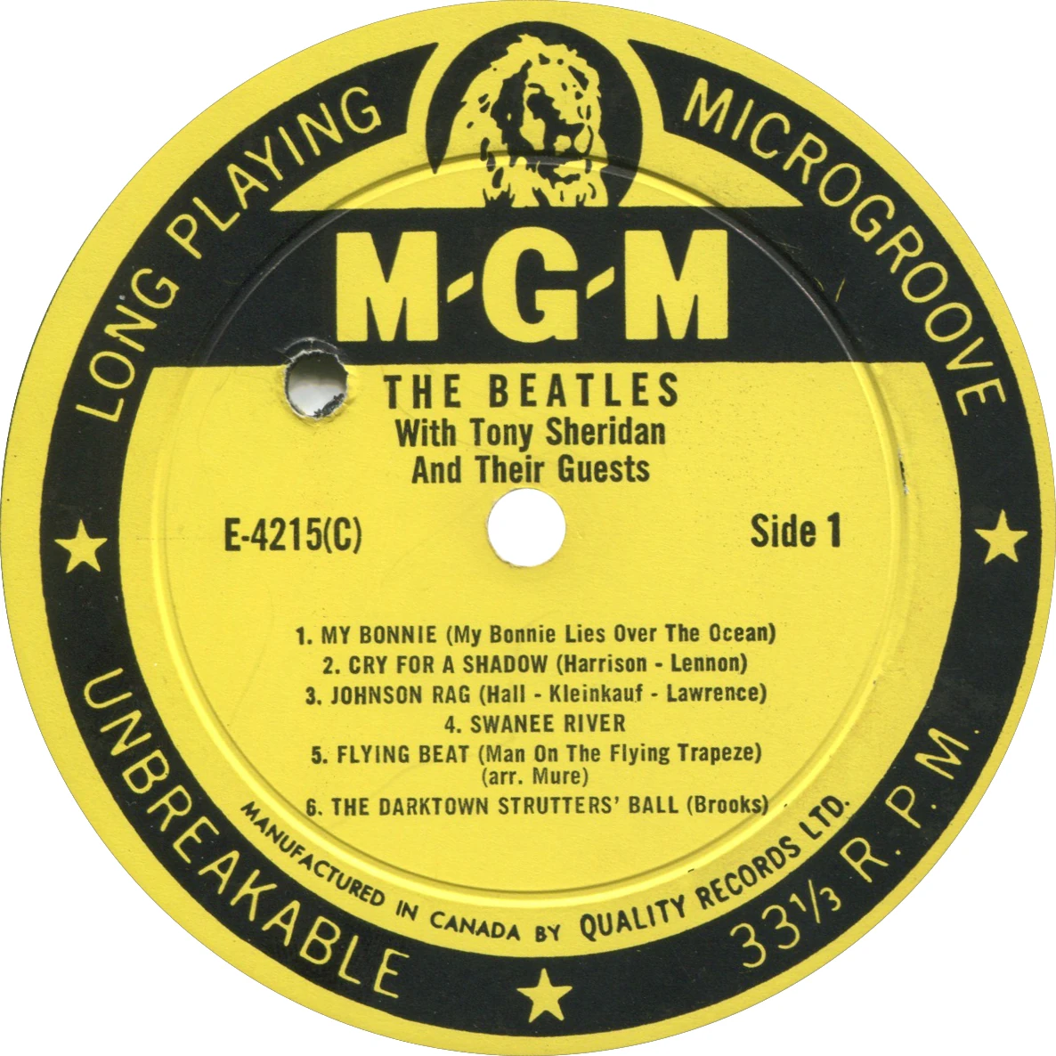 The Beatles With Tony Sheridan And Guests, LP.4215.MGM.1