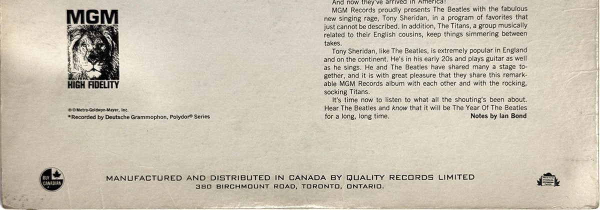 The Beatles With Tony Sheridan And Guests, LP.4215.MGM.1