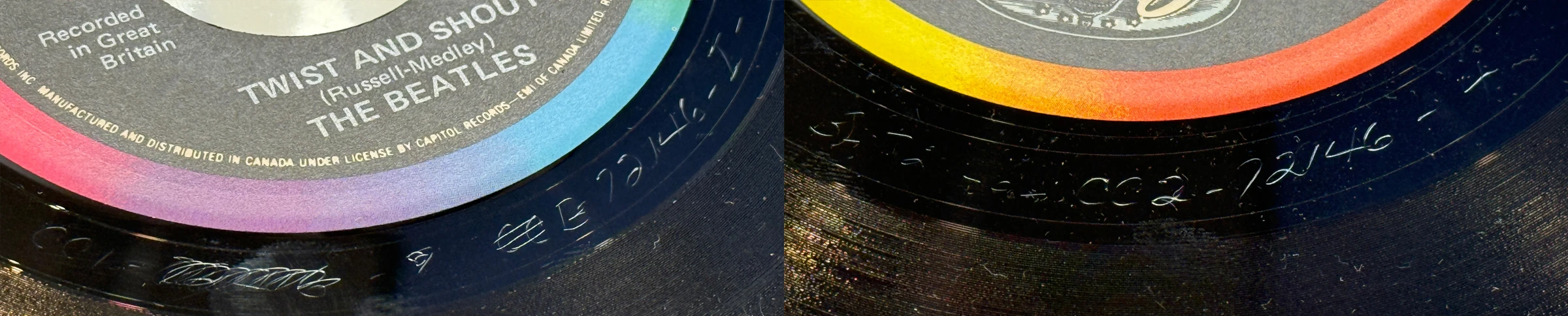 Twist And Shout / There's A Place, 45.72146.13.1, matrix stamp detail