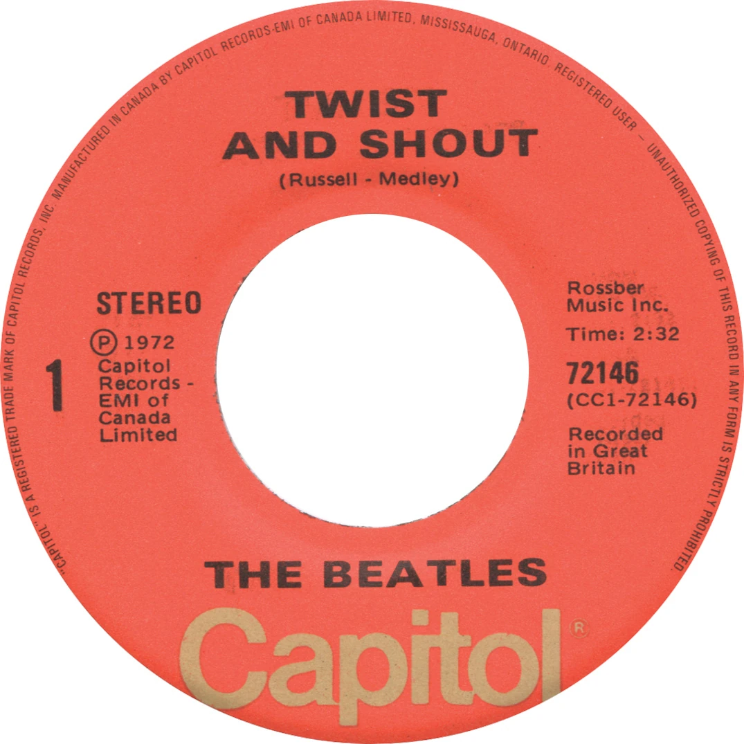 Twist And Shout / There's A Place, 45.72146.7.1